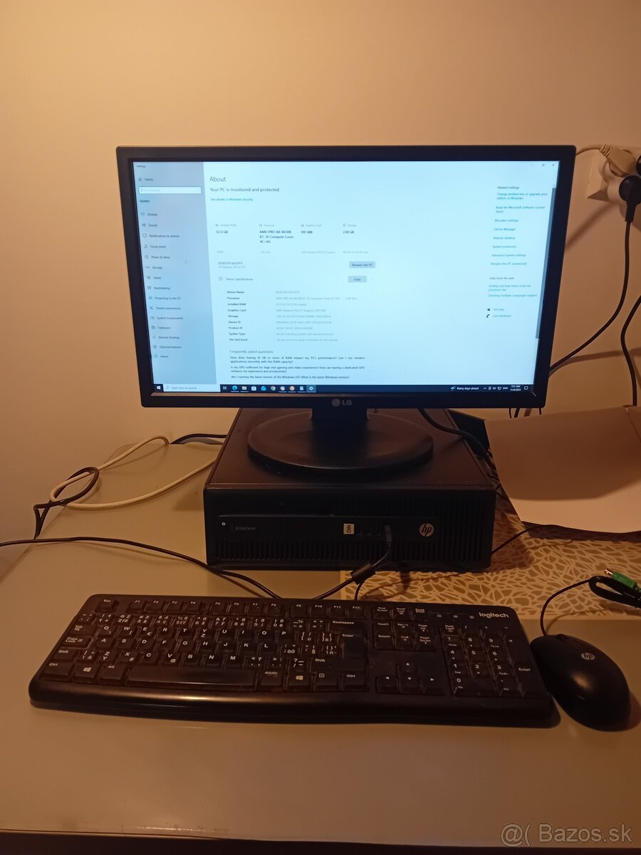PC Elite Desk a Monitor LG + mys a klavesnica