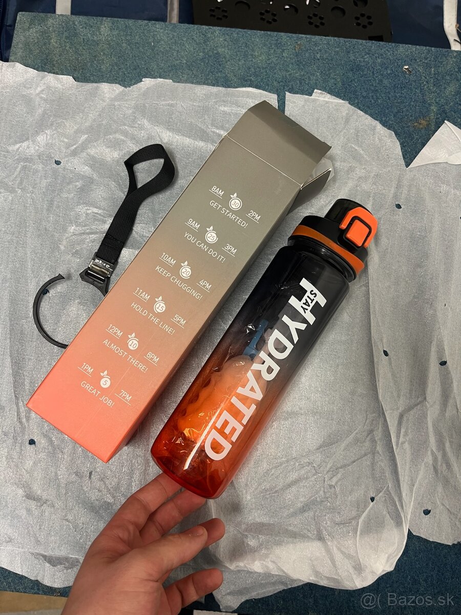 Fľaša na vodu s časovými značkami – 1 liter, nová