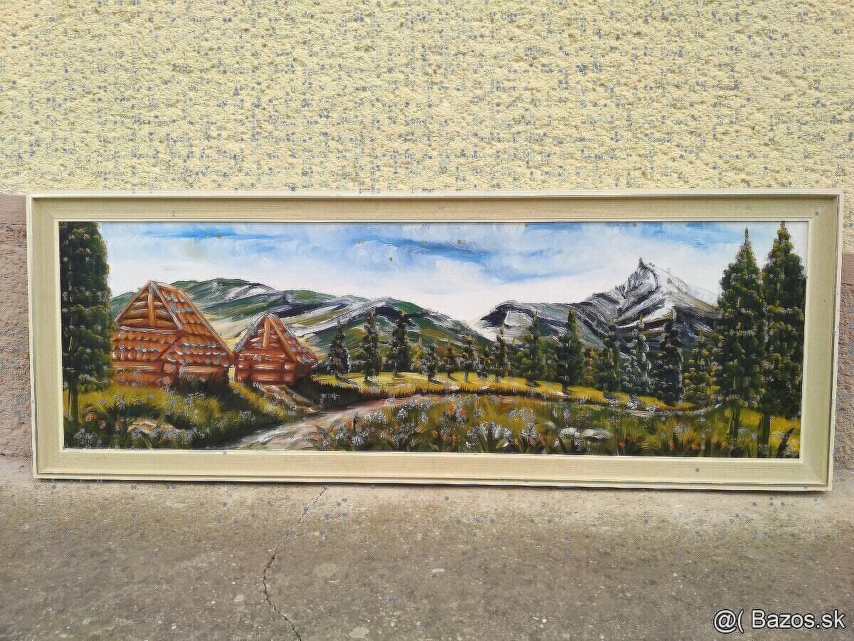 Velky obraz Tatry, olejomalba, 172x63cm