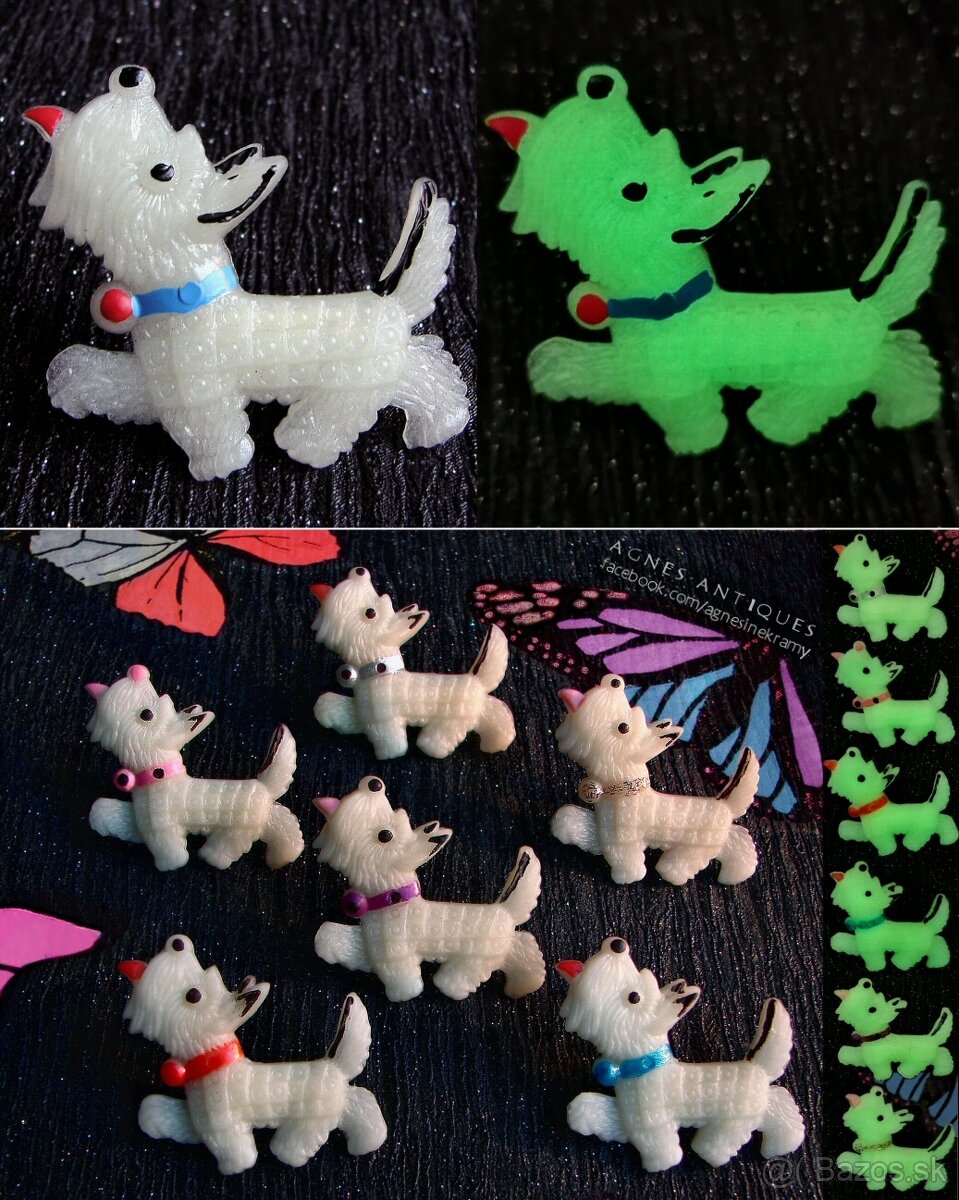 Brošňa fosforový pes teriér - svietiaci