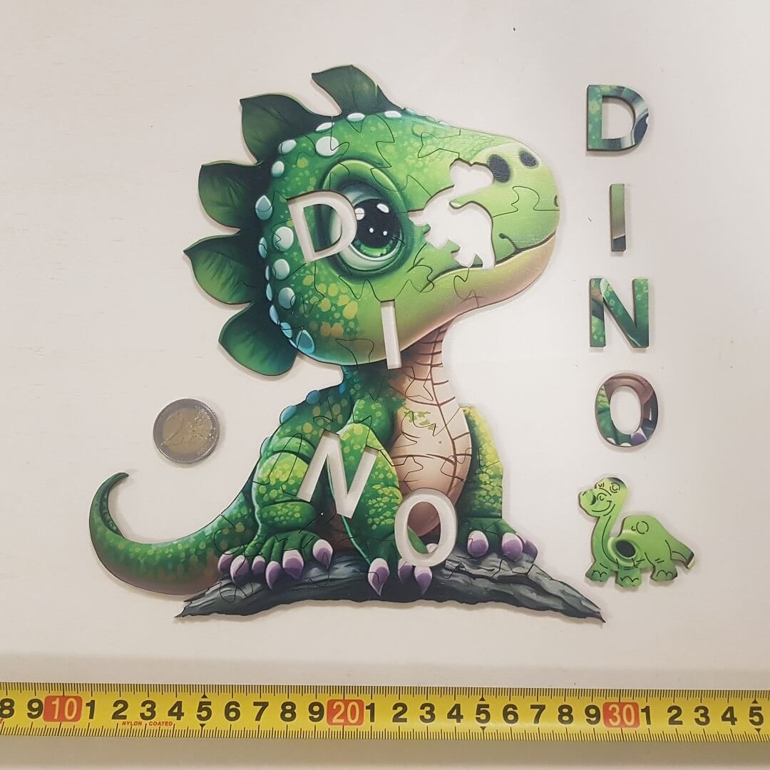 Drevene puzzle Dino s písmenkami