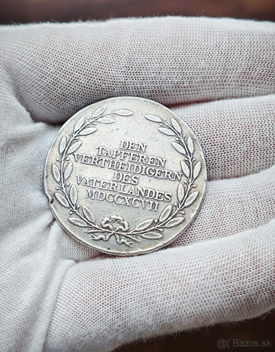 STRIEBORNÁ MEDAILA 1797 František II., pre obrancu Tirolska