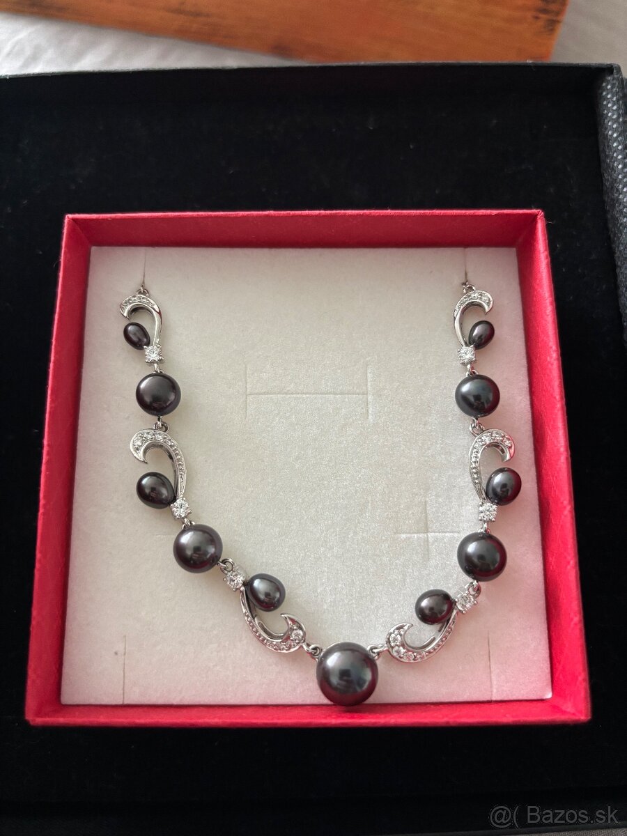 Strieborný perlový náhrdelník