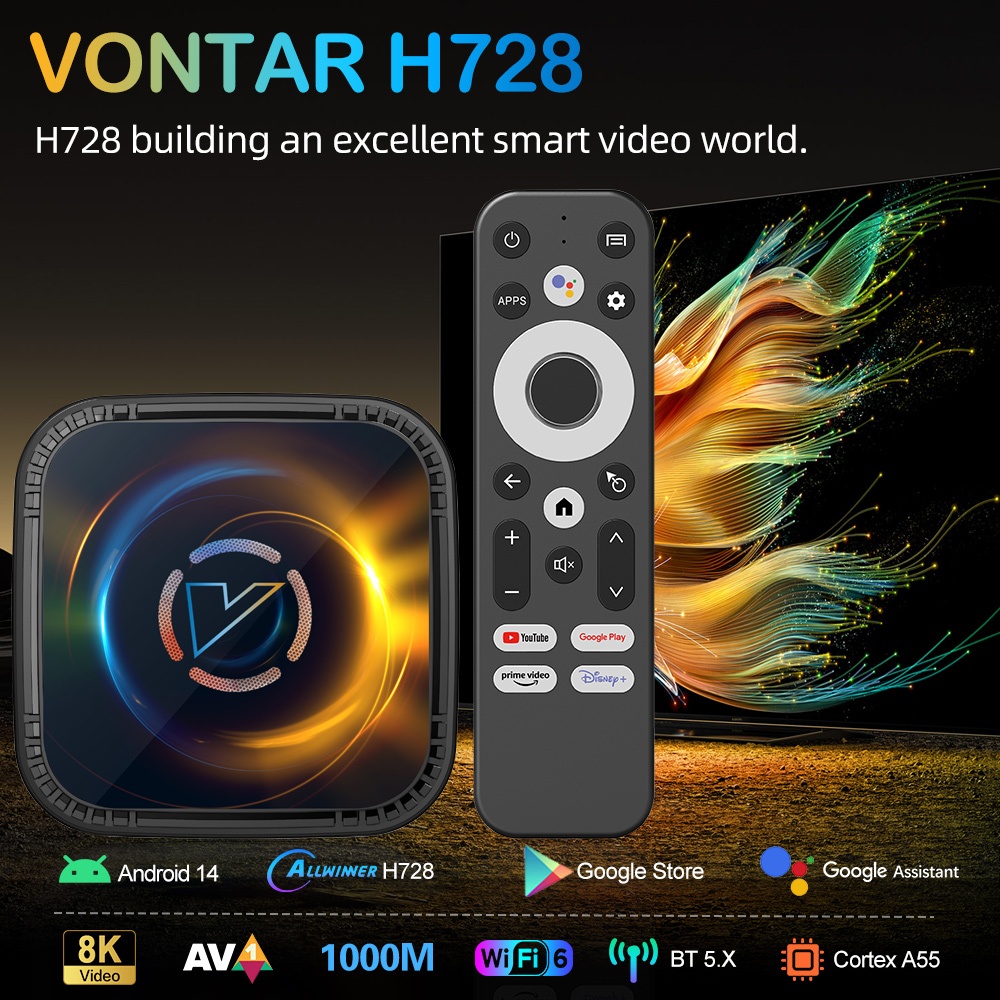 Android TV box Vontar H728, 4K/8K, Octa core A55