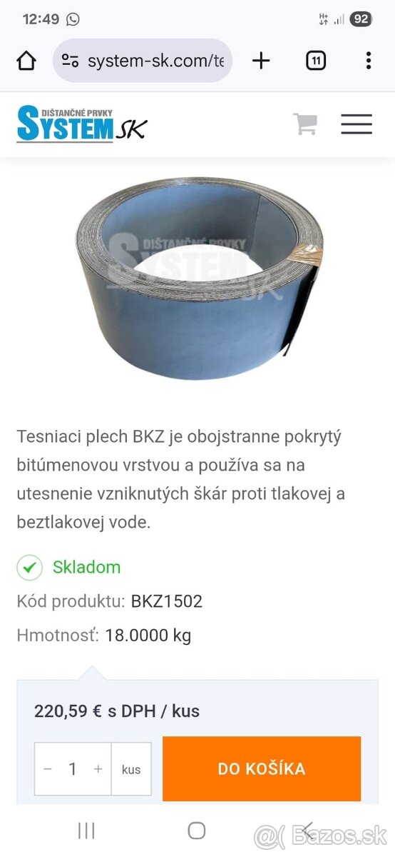 Tesniaci plech