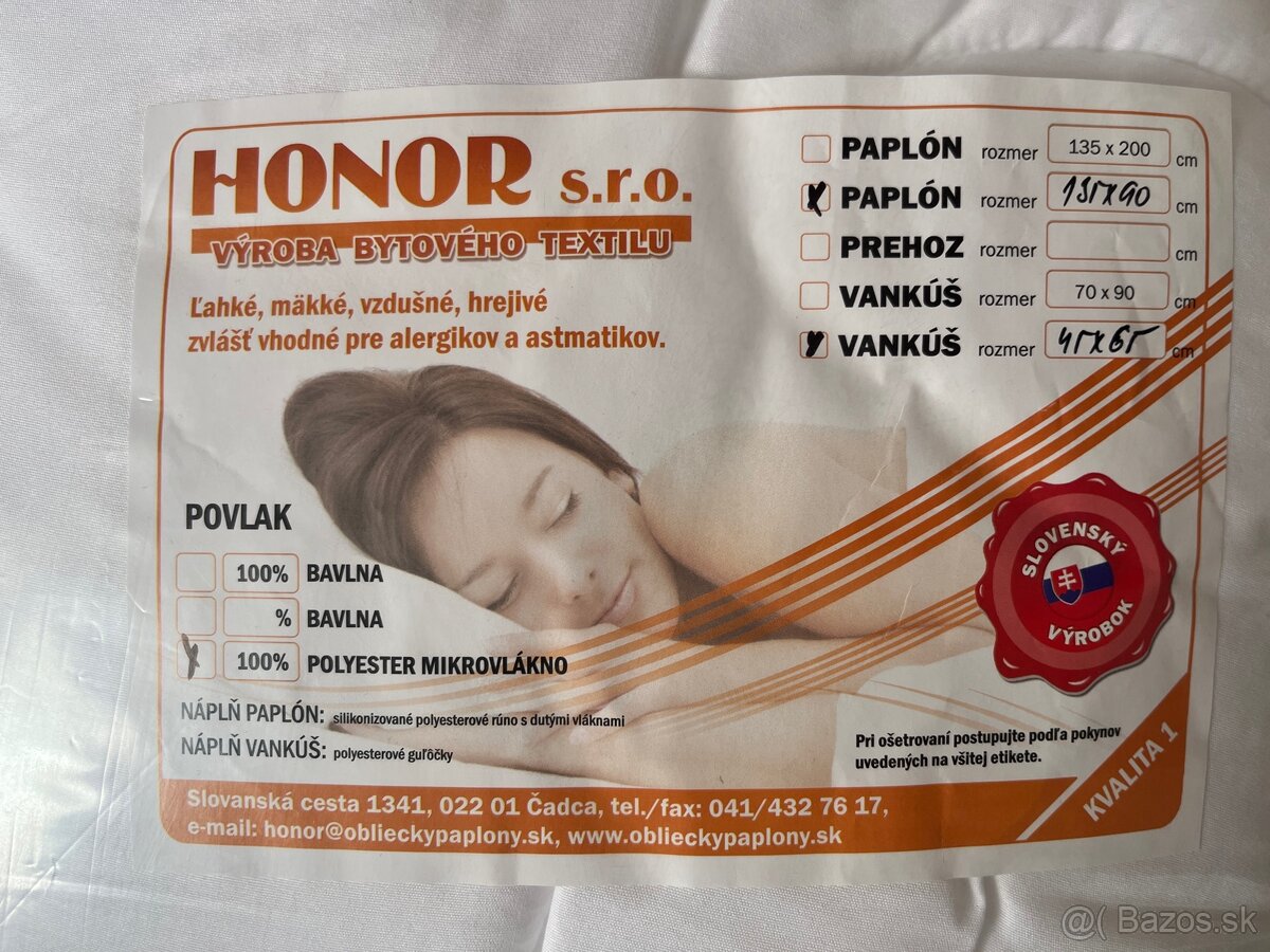Detský paplón a vankúš, NOVÉ