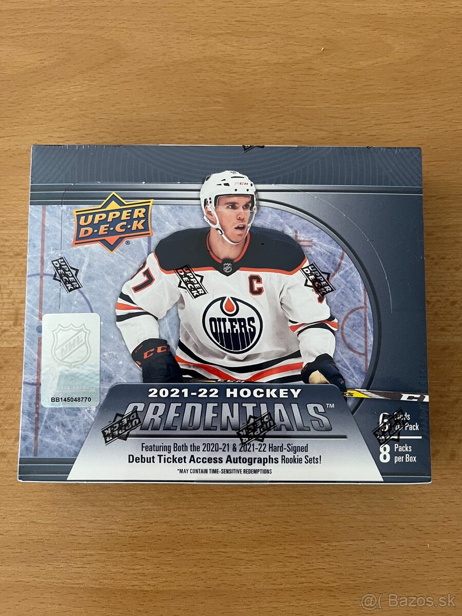 Upper deck Credentials 2021/22 box hokejových kariet