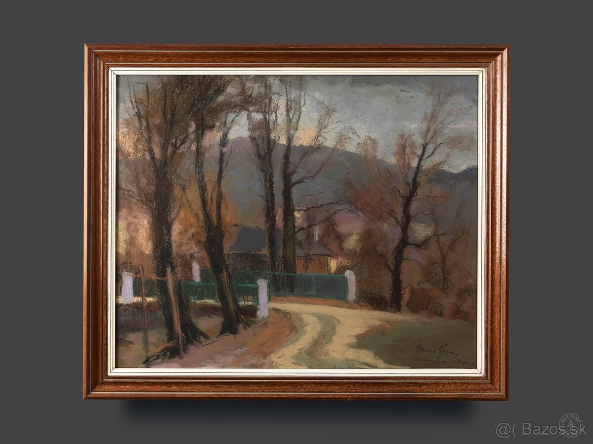 Géza Rónai – vzácny pastel na kartóne, 68 × 56 cm