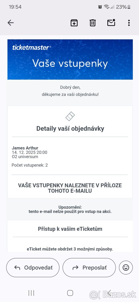Listky na koncert James Arthur