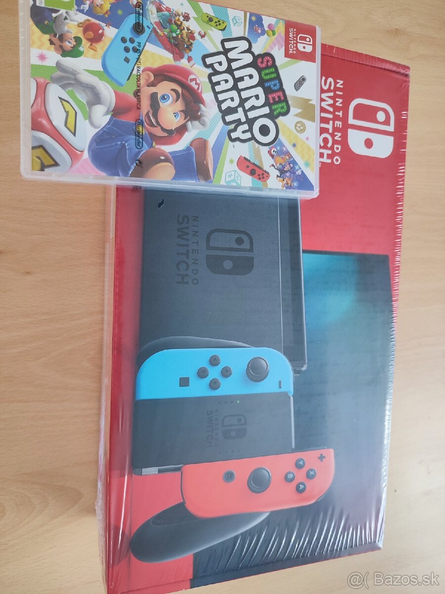 Nintendo Switch - Neon Red & Blue Joy-Con + hra