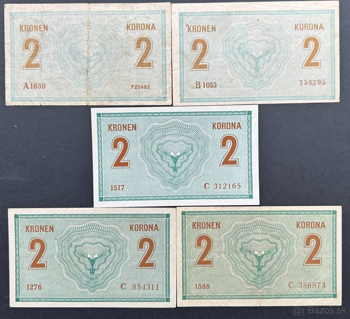 Bankovky Rakúsko-Uhorsko 2 Korona 1914 A,B,C