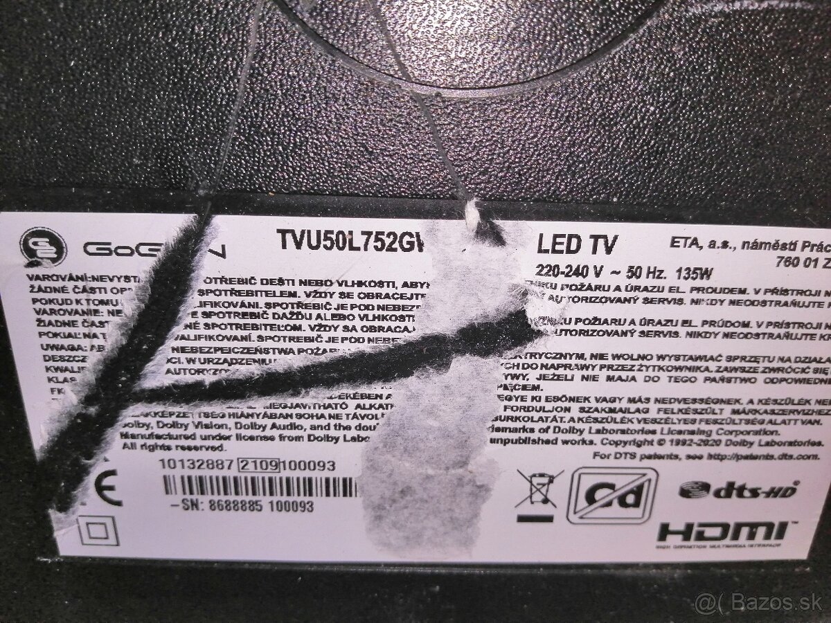 TV na diely GOGEN TV50L752GV