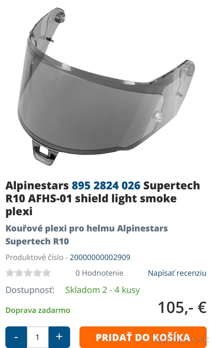 Plexisklo na prilbu alpinestars supertech R10