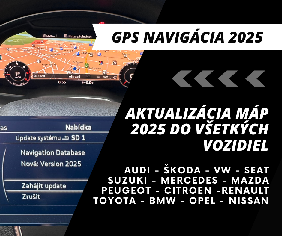 Aktualizácia navigácie 2025 MAPY GPS EURÓPA SD / USB