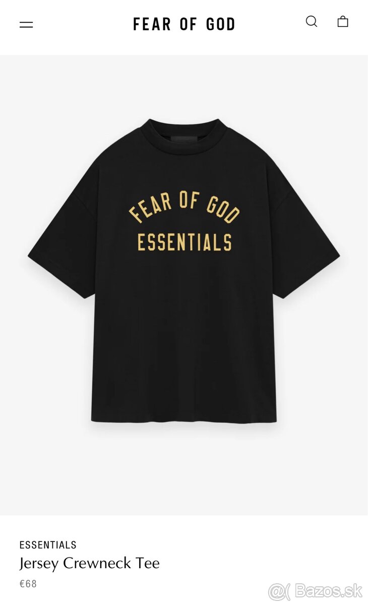 Essentials fear of god tričko