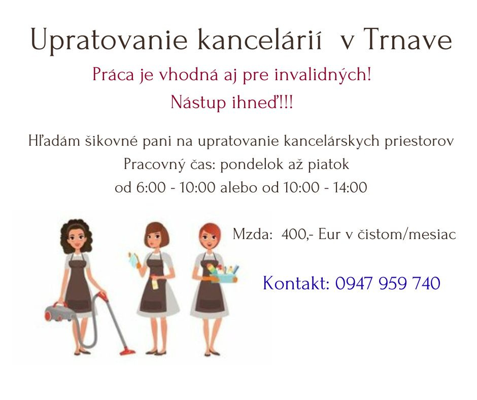 Upratovanie kancelárií v Trnave
