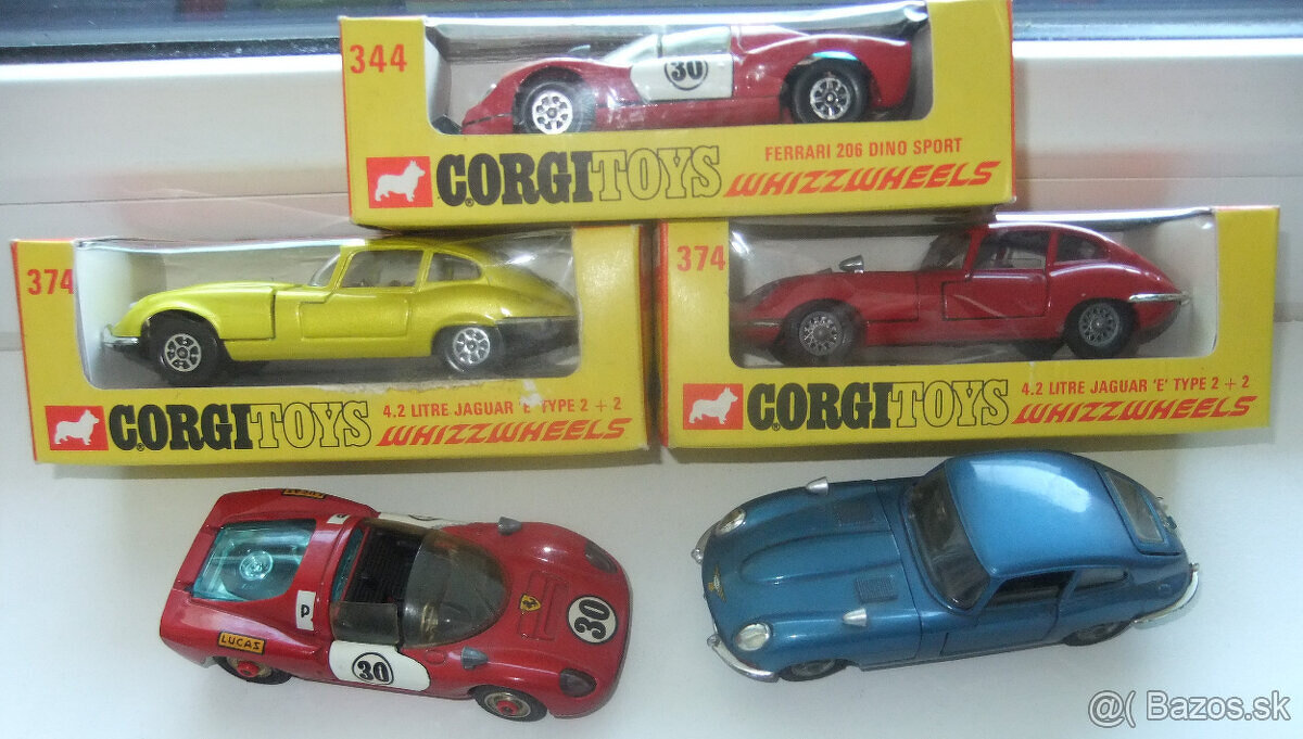3xJAGUAR E a 2xFERRARI DINO od CORGI TOYS v 1:43