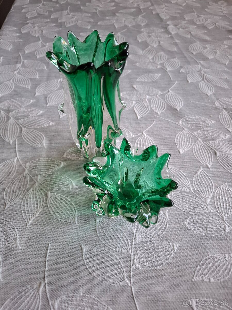 hutné sklo,váza ,popolník