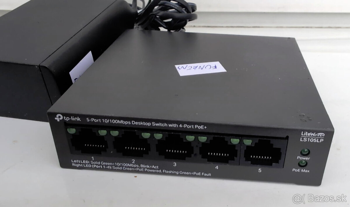 Predám TP-Link LS105LP V2 100mbit switch PoE+