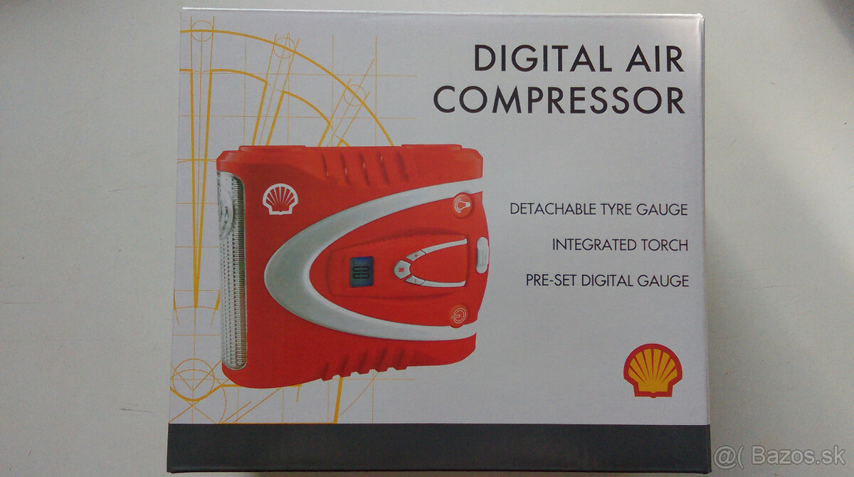 Auto-kompresor SHELL digitálny (max. tlak 100PSI/7bar) nový