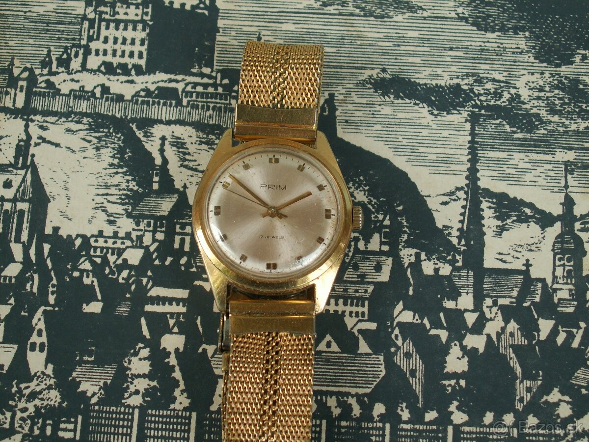 Hodinky Prim pozlátené funkčné.