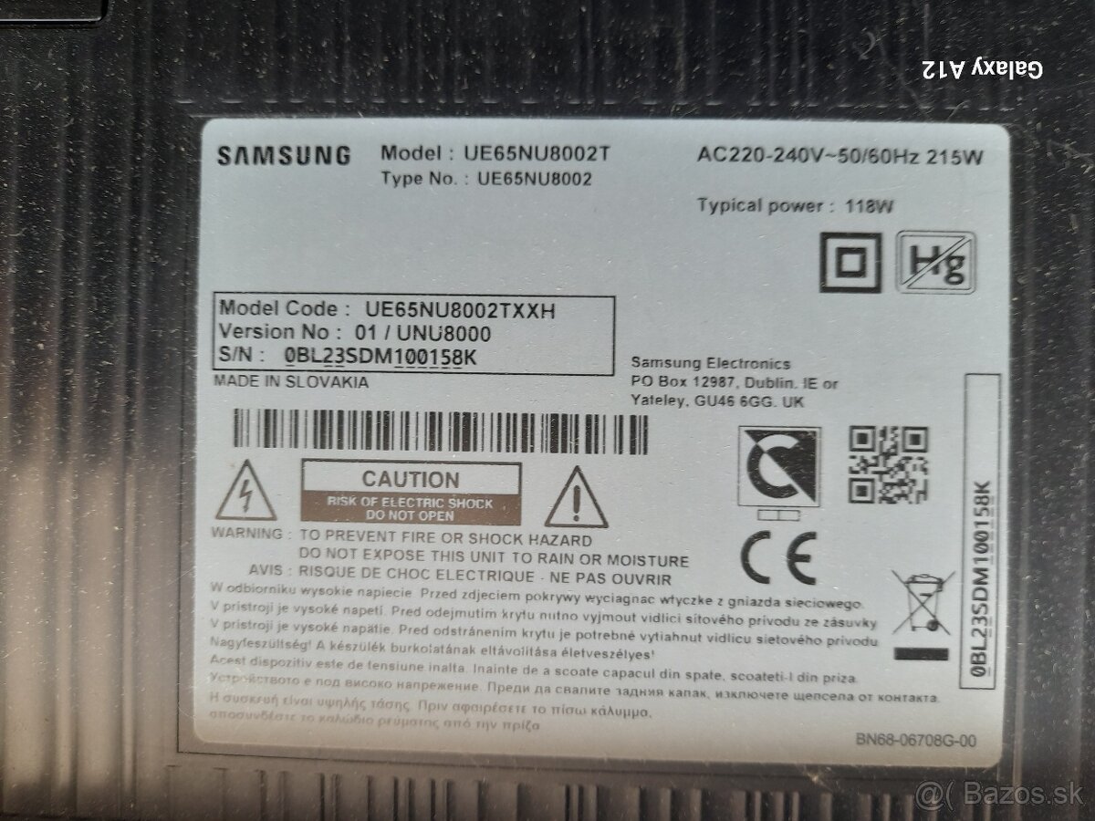 Náhradné diely na TV Samsung UE65NU8002T