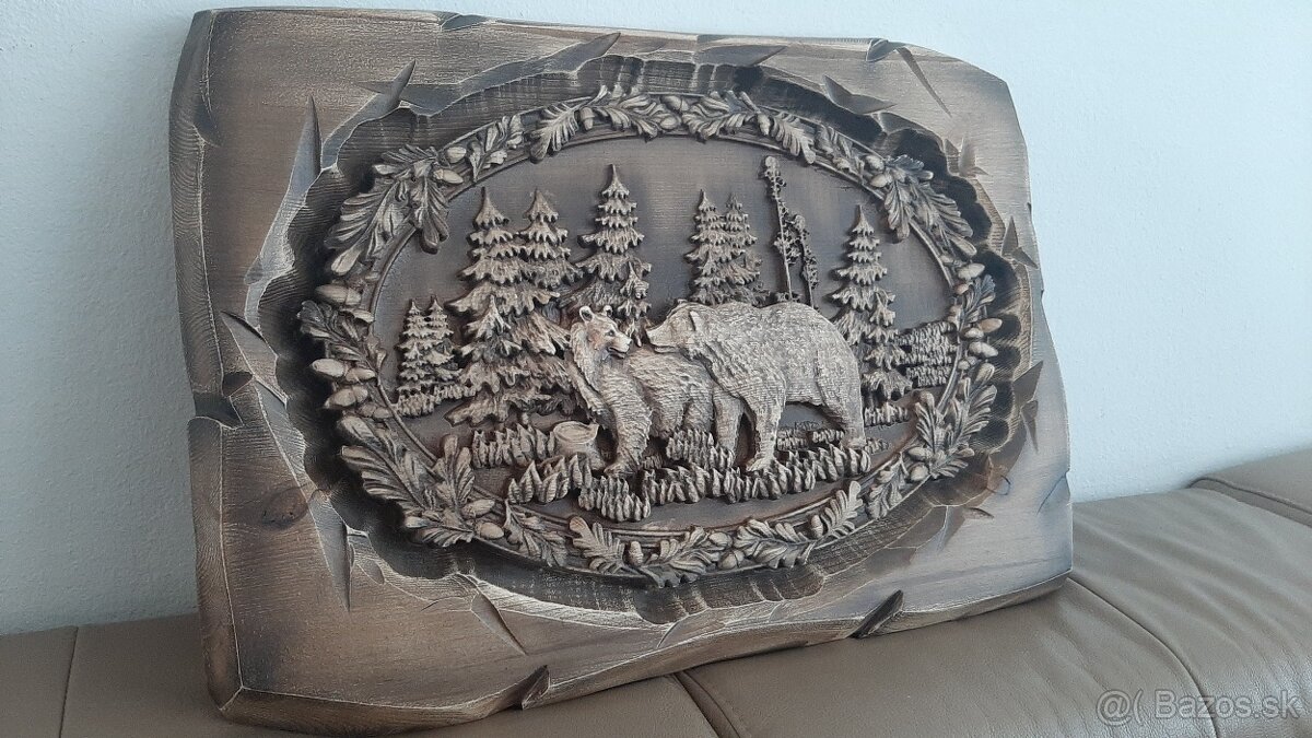 Drevený obraz 56×39cm hr.4 cmPoľovnicke motivy