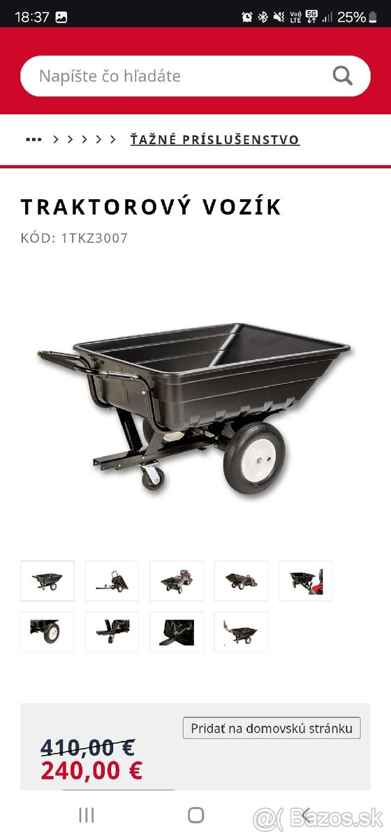 Vozik za traktorovú kosačku