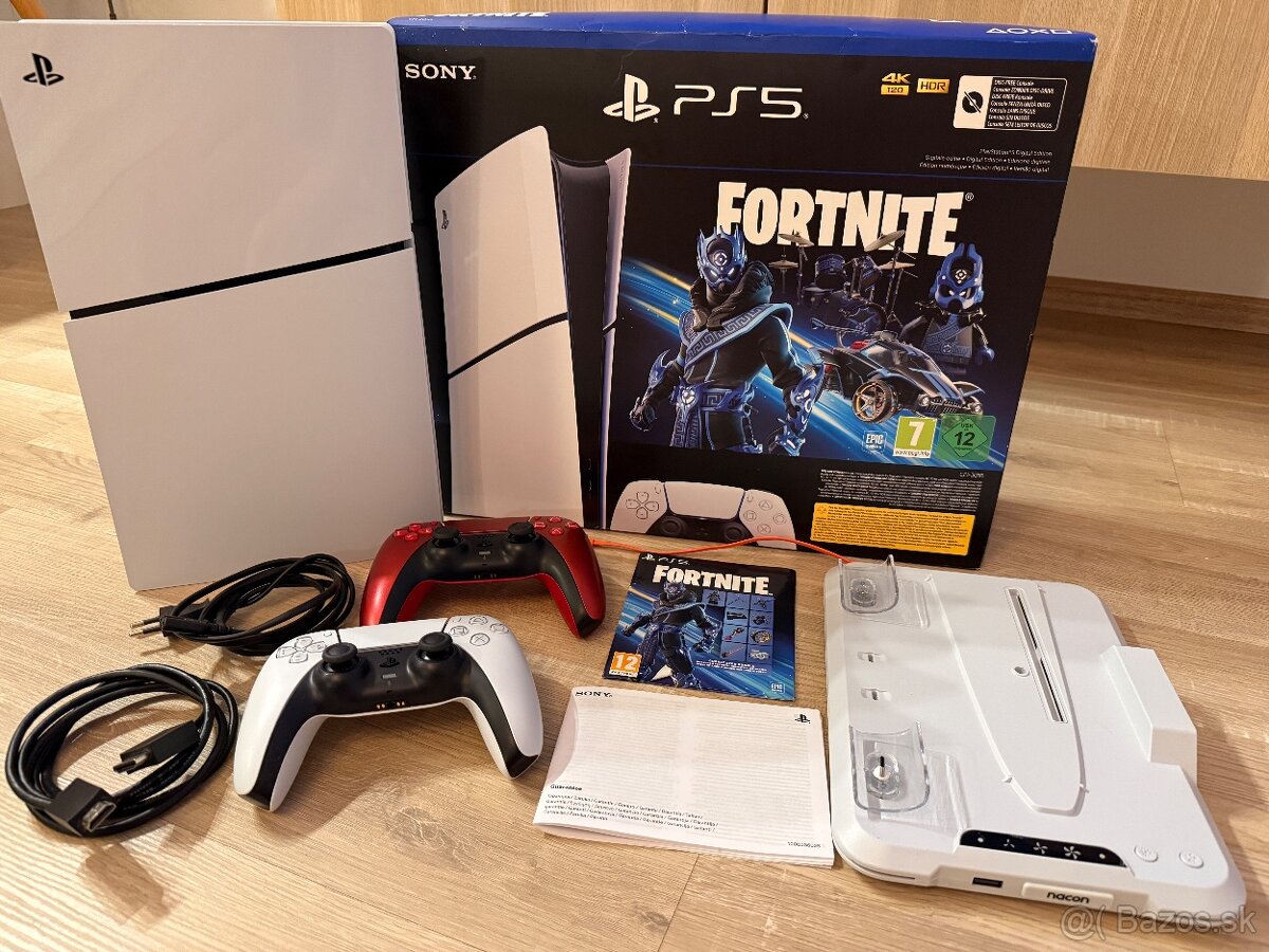 PS5 Digital + Nacon stanica + 2 ovládače | TOP stav