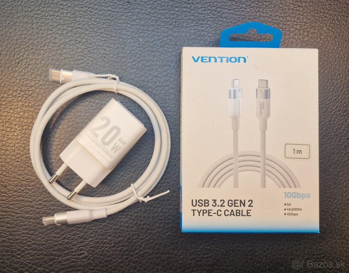 20W usb-C nabíjačka + 1 m Vention usb-C 3.2 kábel
