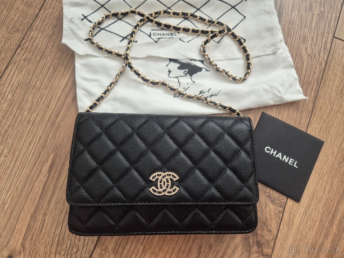 Nová luxusná kabelka CHANEL WOC kožená caviar čierna