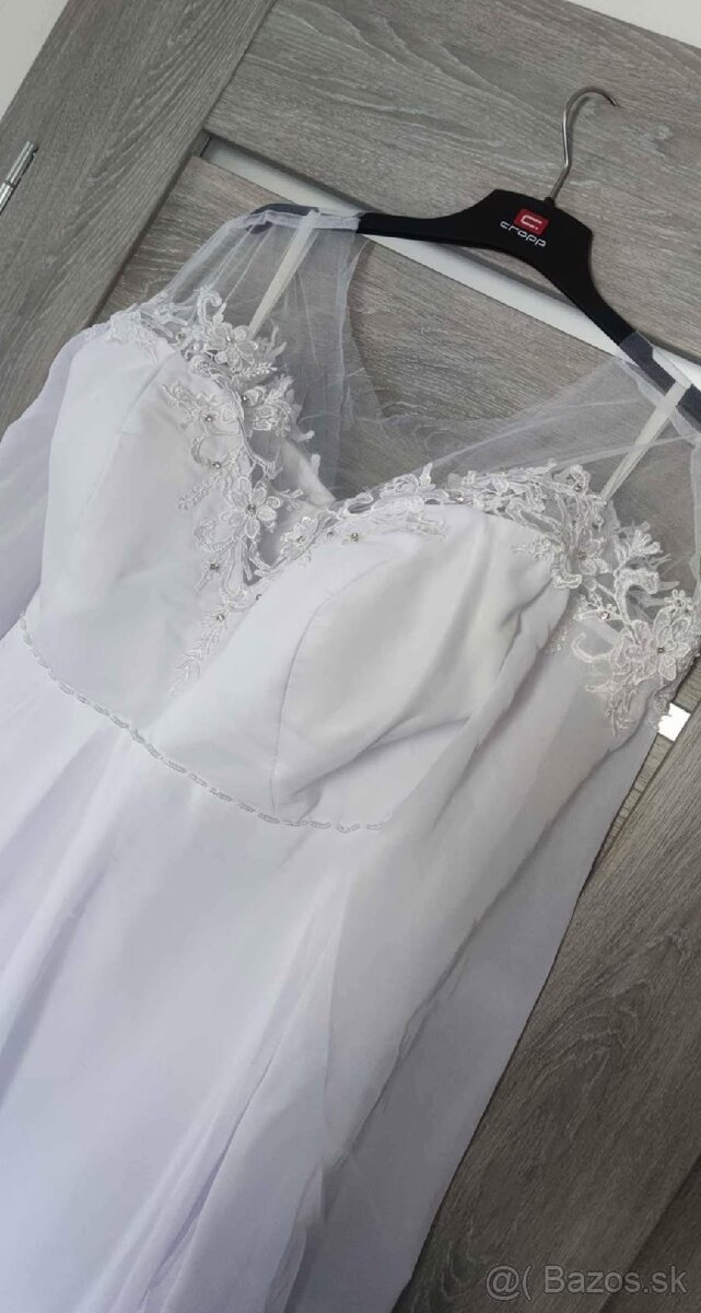 Snehobiele tehotenské svadobné šaty nové