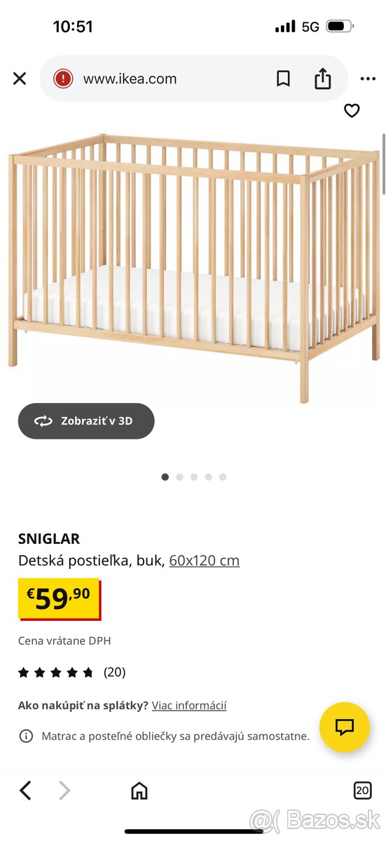 Postieľka ikea