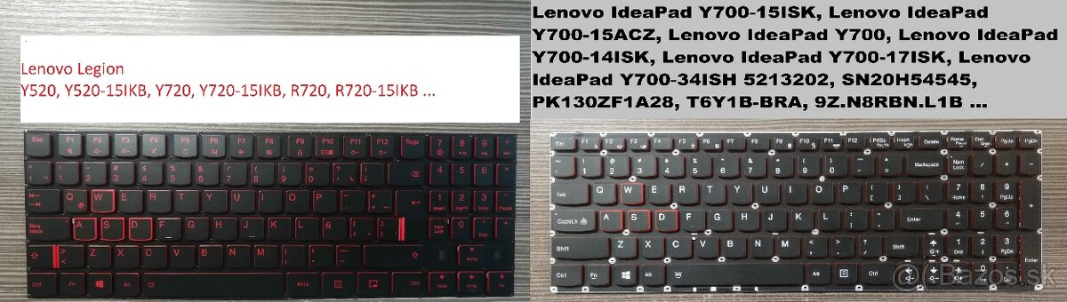 Klavesnice Lenovo Y520 Y720 Y720-15IKB R720 // Y700-15isk ..
