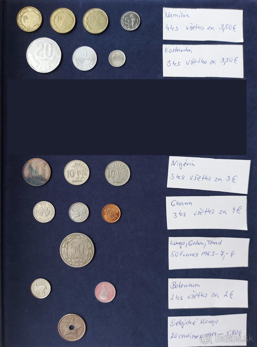 Zbierka mincí - Latinská Amerika, Afrika, Kanada, Vatikán me