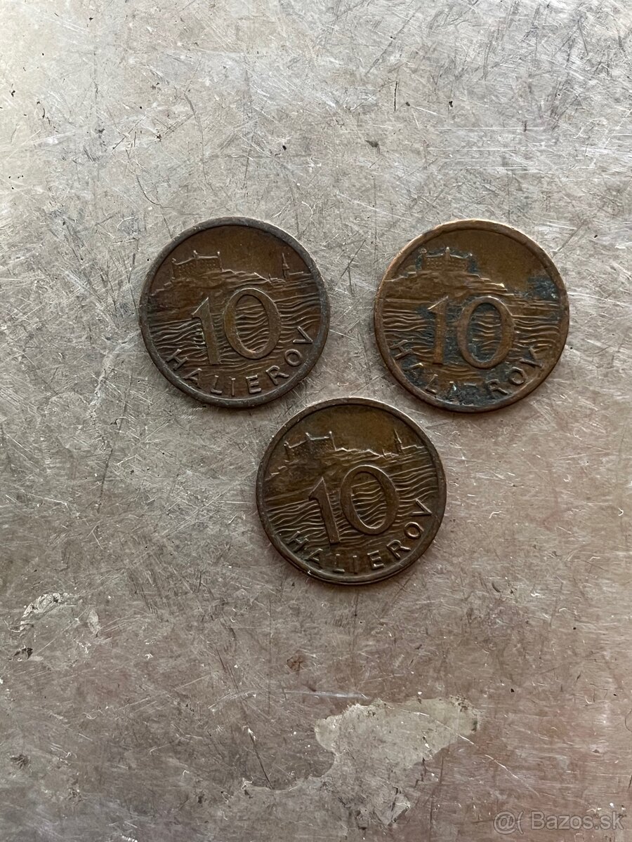 Predám 10 halierov 1942 – Slovenský štát (3 ks)