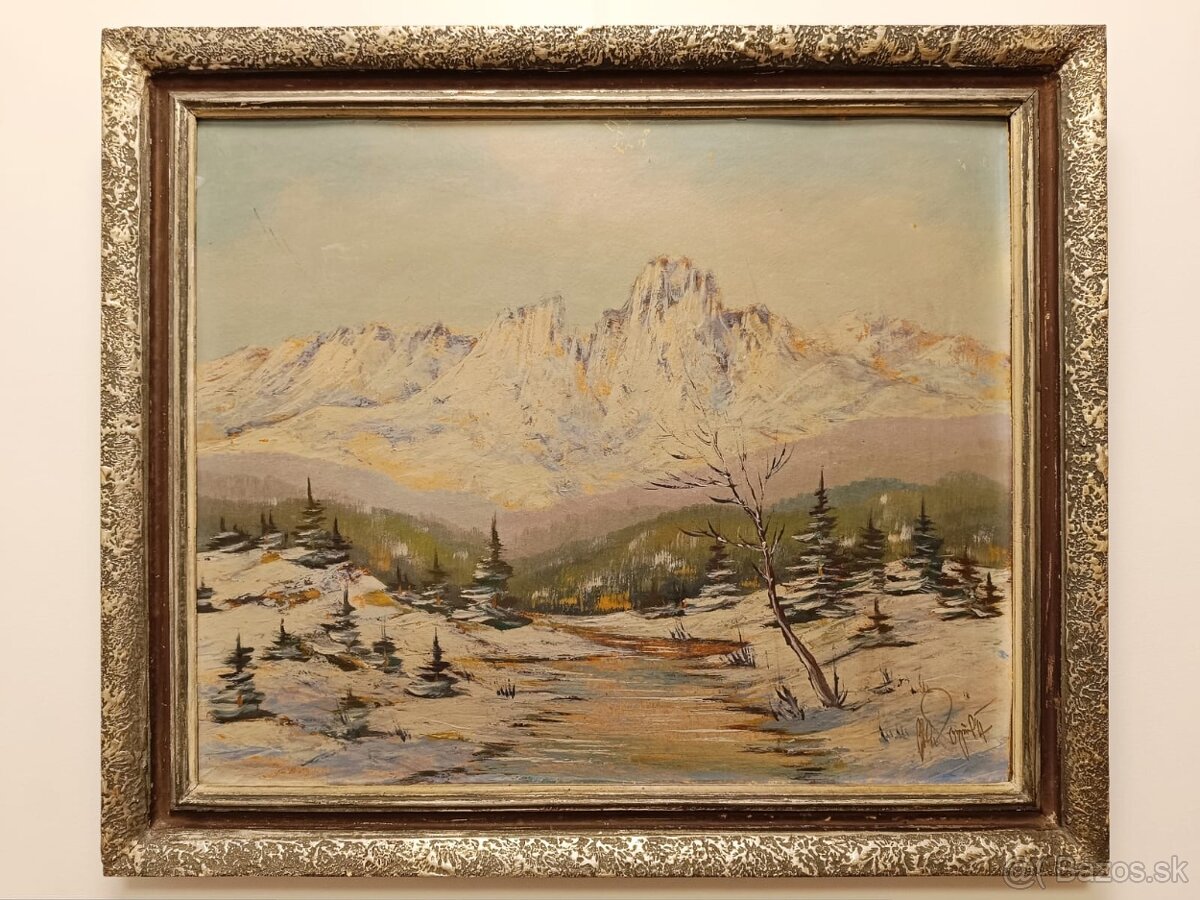 Obraz Jan Boža Pospíšil,Vysoké Tatry Gerlach1947,olej 61x71