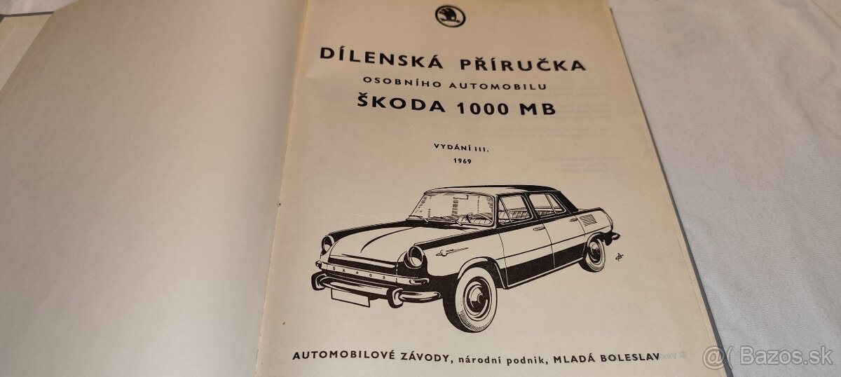 Škoda 1000MB dílenská příručka manuál dobový originál Š1000