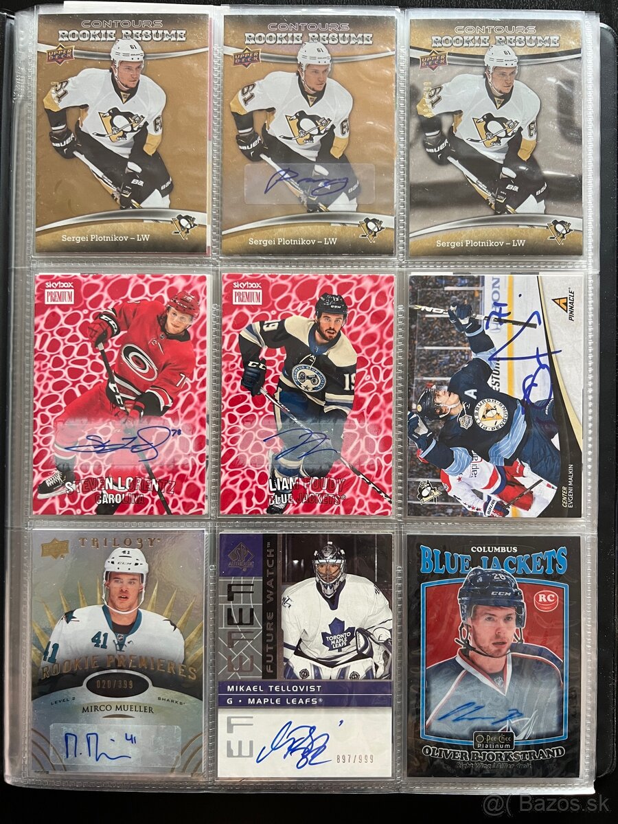 NHL jersey karty a podpisky