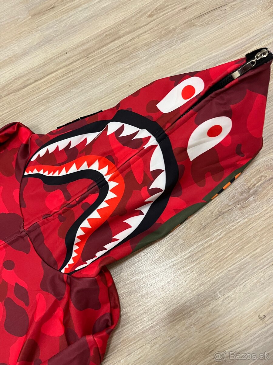 Bape Color Camp Shark Full Zip Hoodie Red