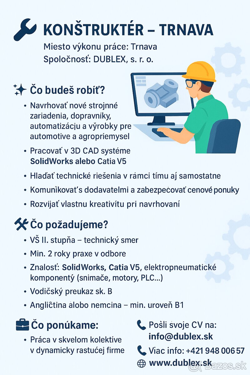 Konštruktér CAD, SolidWorks