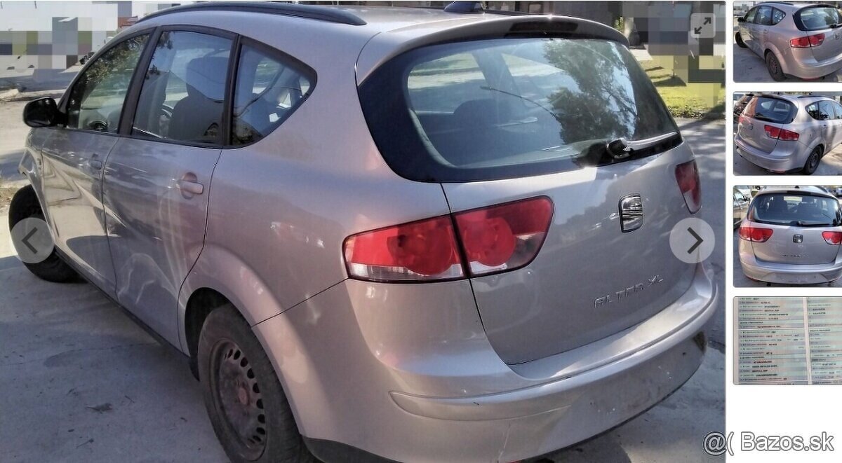 Seat Altea XL 1.2 TSI 2012 predám PIATE DVERE, MOTOR CBZ, DV