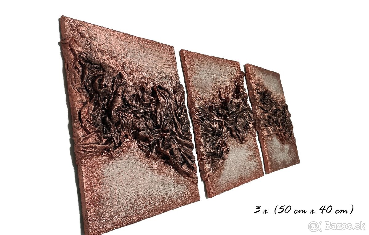 Handmade 3D trojobraz - medená farba