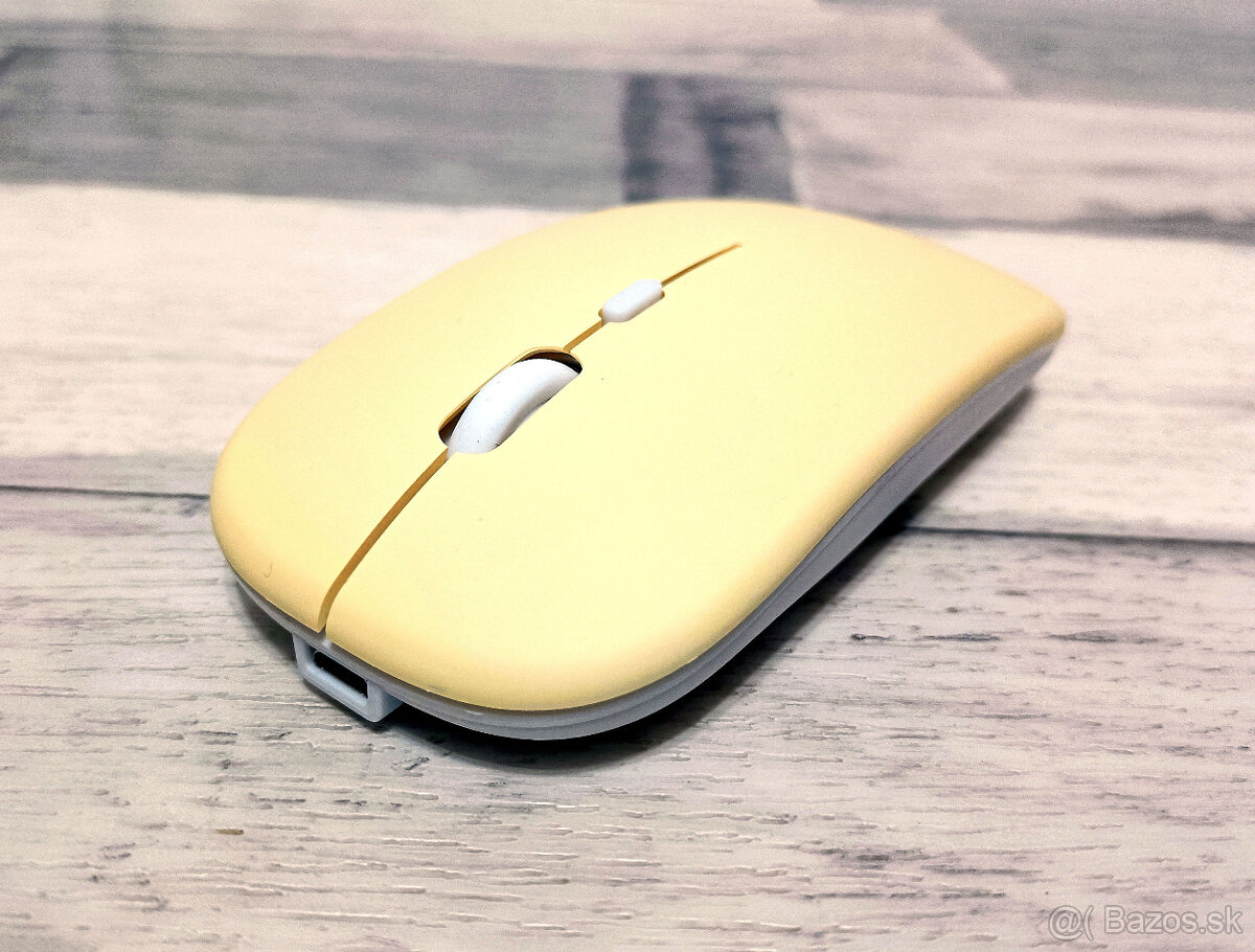 Bezdrôtová nabíjateľná bluetooth myš - žltá