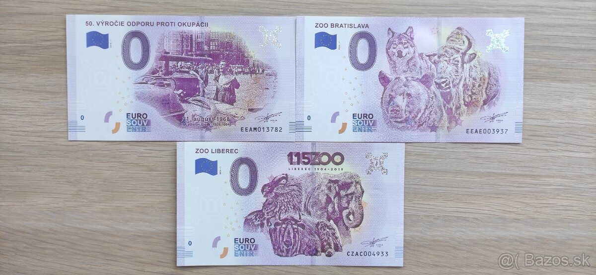 0 euro bankovka - Okupácia, ZOO Liberec, ZOO Bratislava