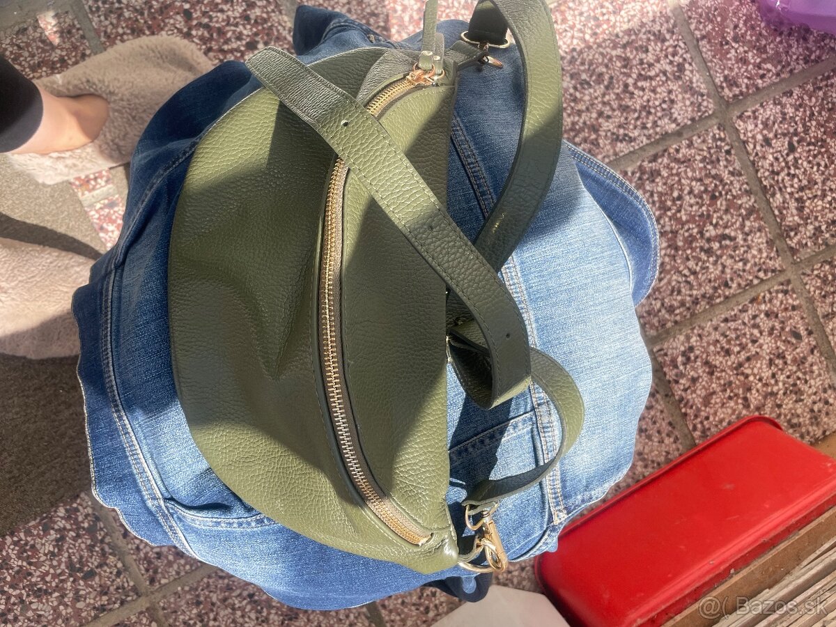 Zelená kožená ladvinka genuine leather