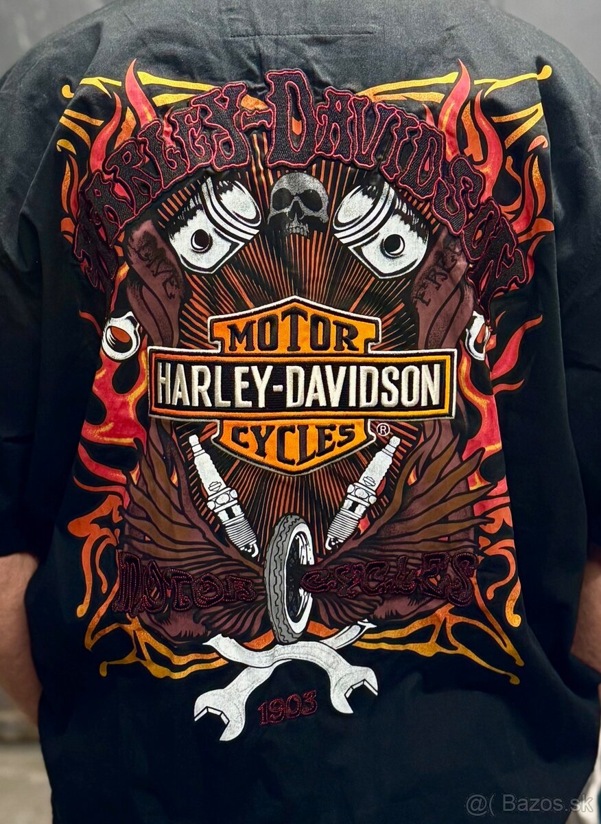 Motorkársku košeľu zn. Harley Davidson veľ. XL - XXL