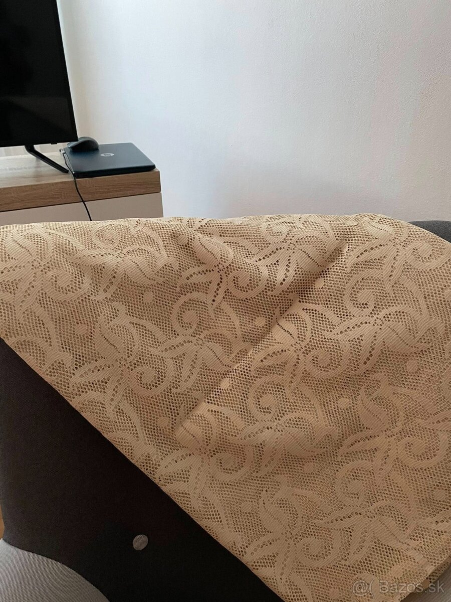 RETRO -Staručká záclona - krémová - nepoškodená