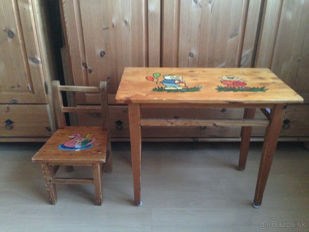 Retro drevený detský set