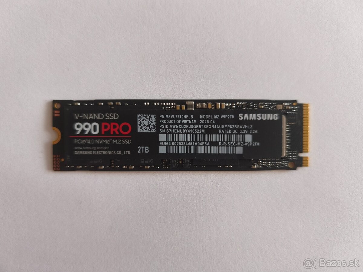 Samsung 990 PRO 2TB, M.2 2280, NVMe (nepoužité)